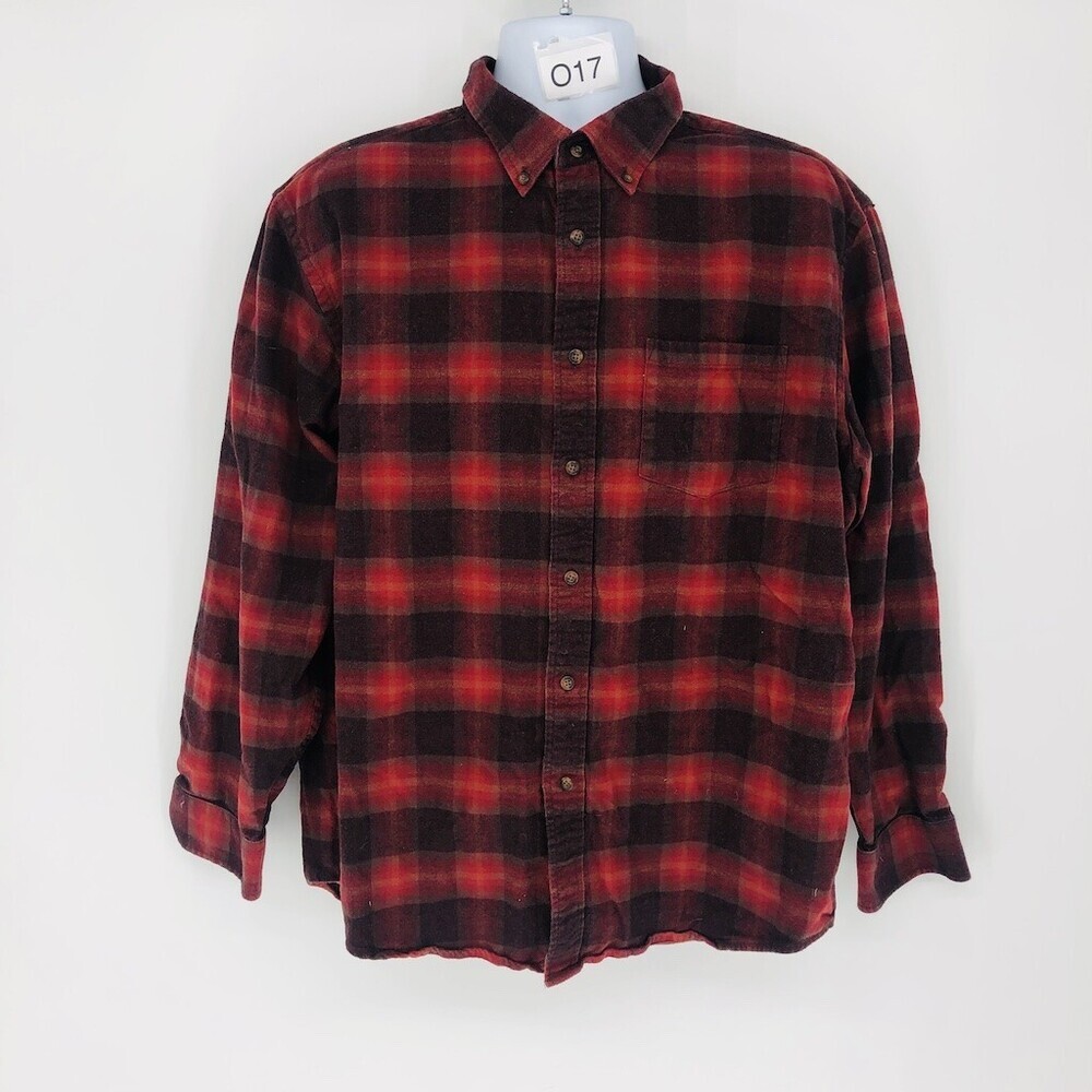 Pendleton Mason Men's Red Plaid Cotton Long Sleeve Button Down Shirt Size XL